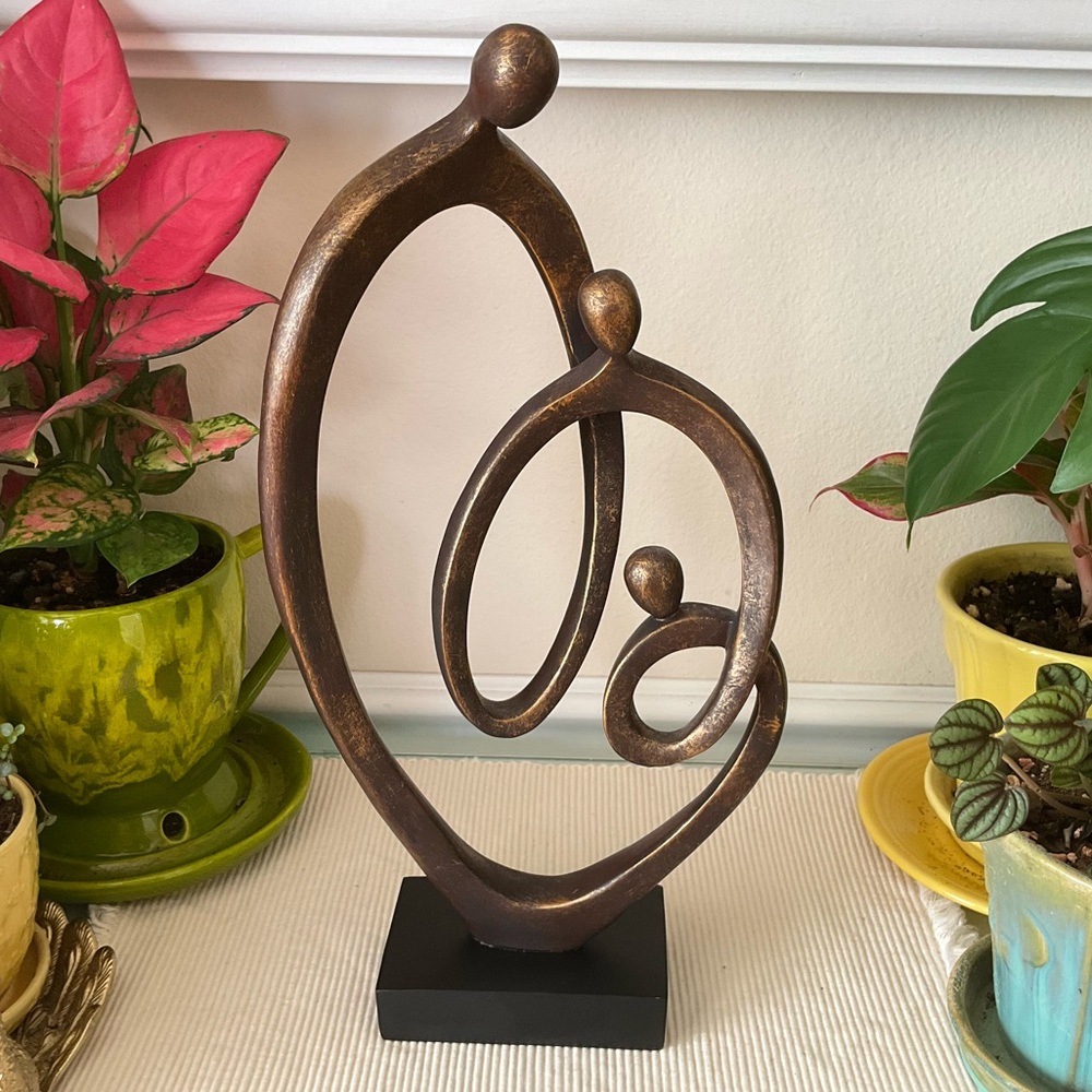 Sophisticated Family Sculpture in antiqued bronze color Contemporary Art